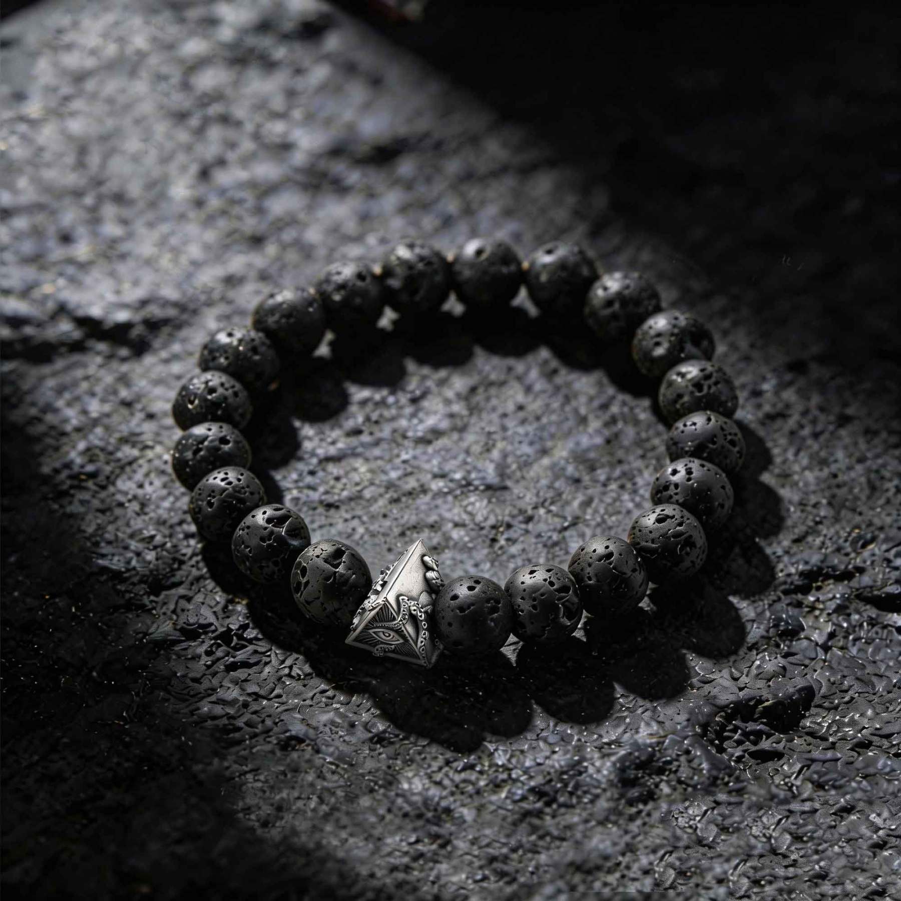 All Seeing Eyes Lava Stone Beaded Bracelet