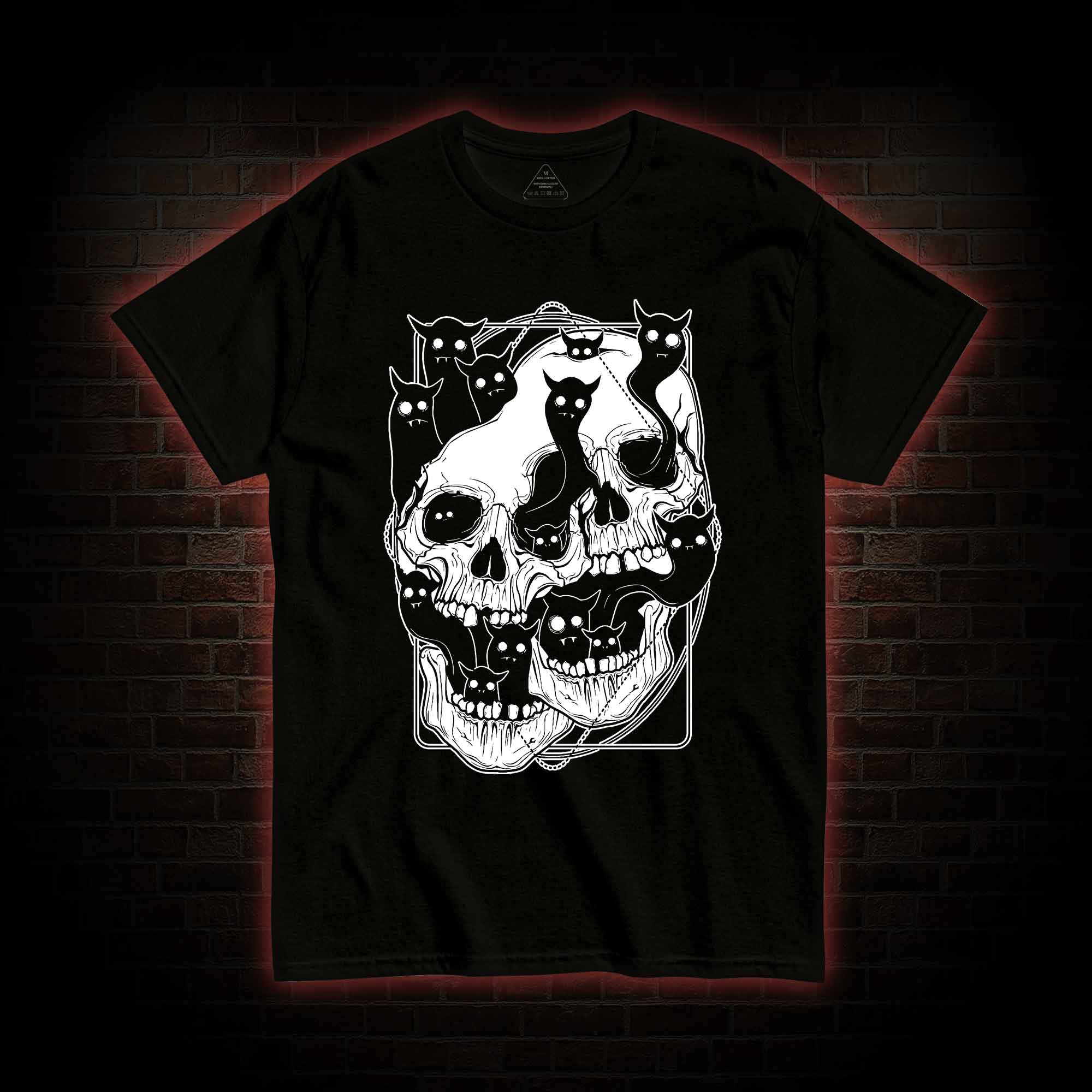 Cat Ghost Double Skull T-shirt