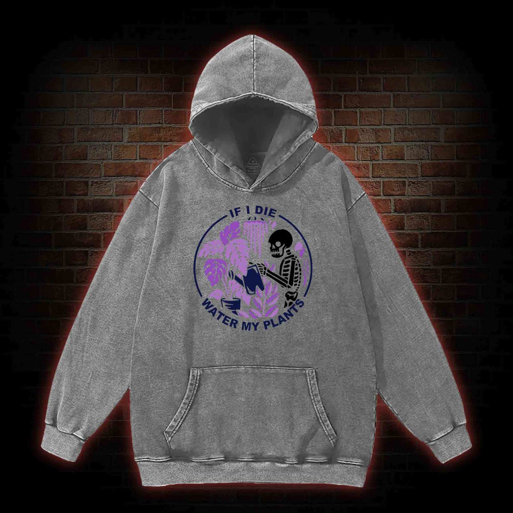 If I Die Water My Plants Washed Hoodie