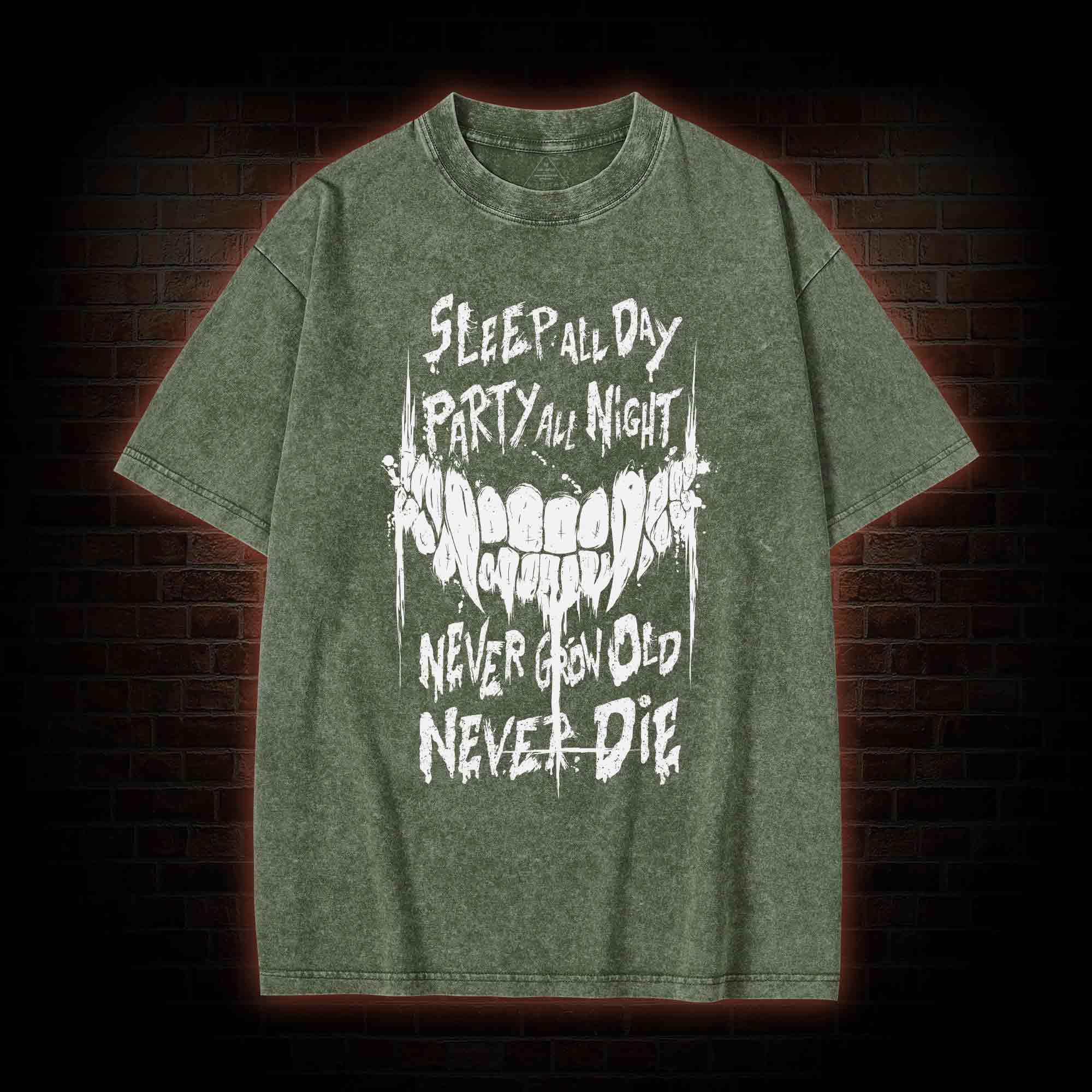 Never Grow Old Never Die Washed T-shirt