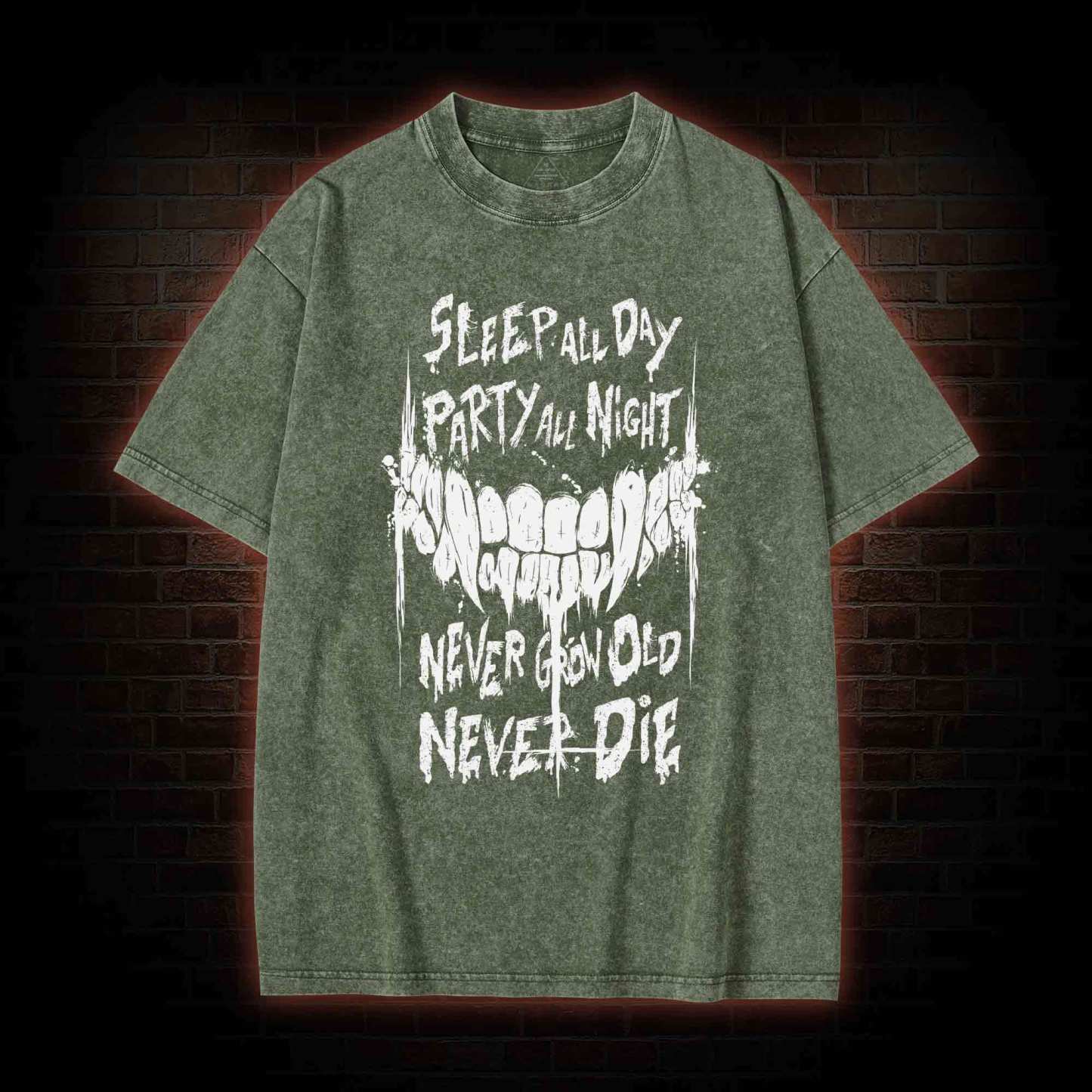 Never Grow Old Never Die Washed T-shirt