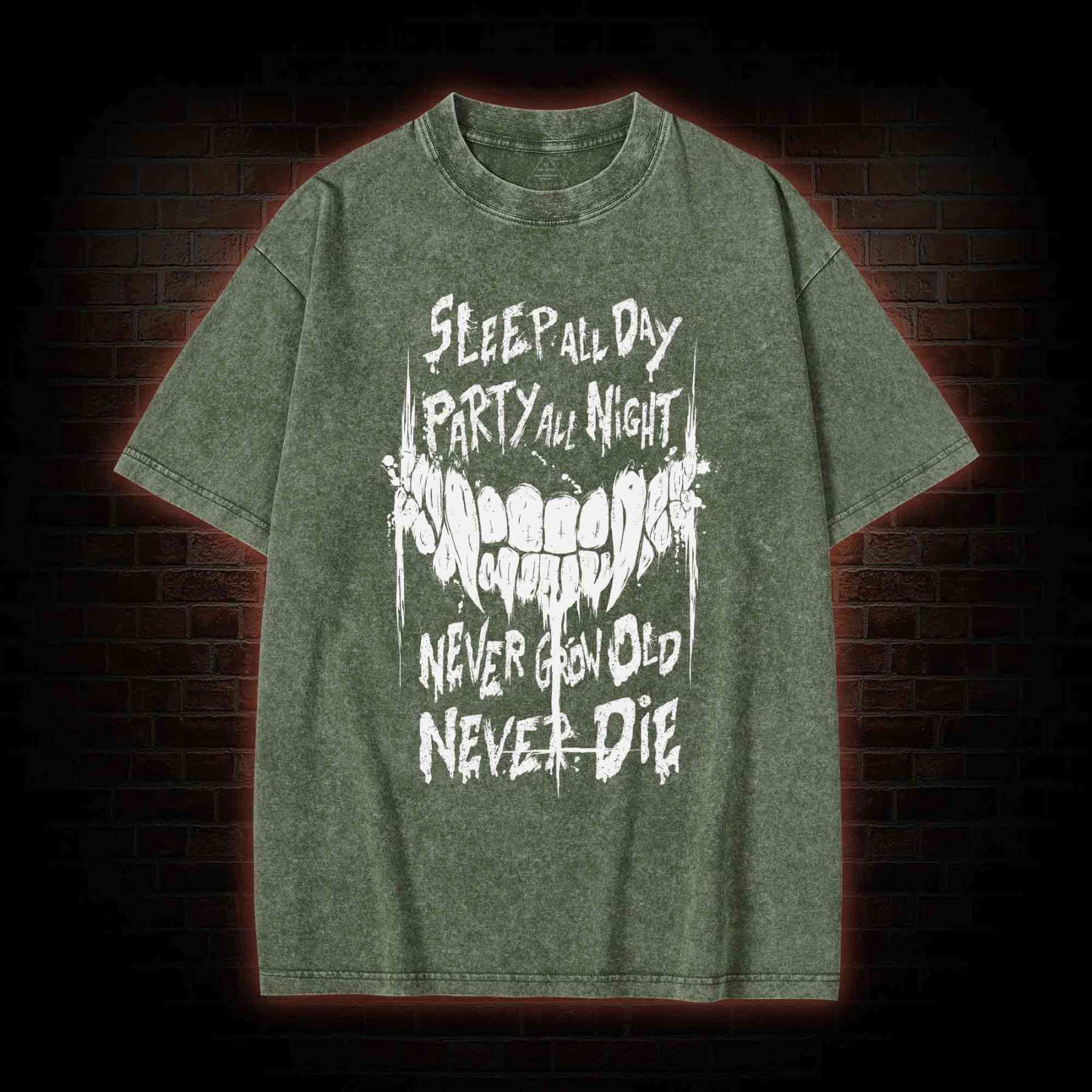 Never Grow Old Never Die Washed T-shirt