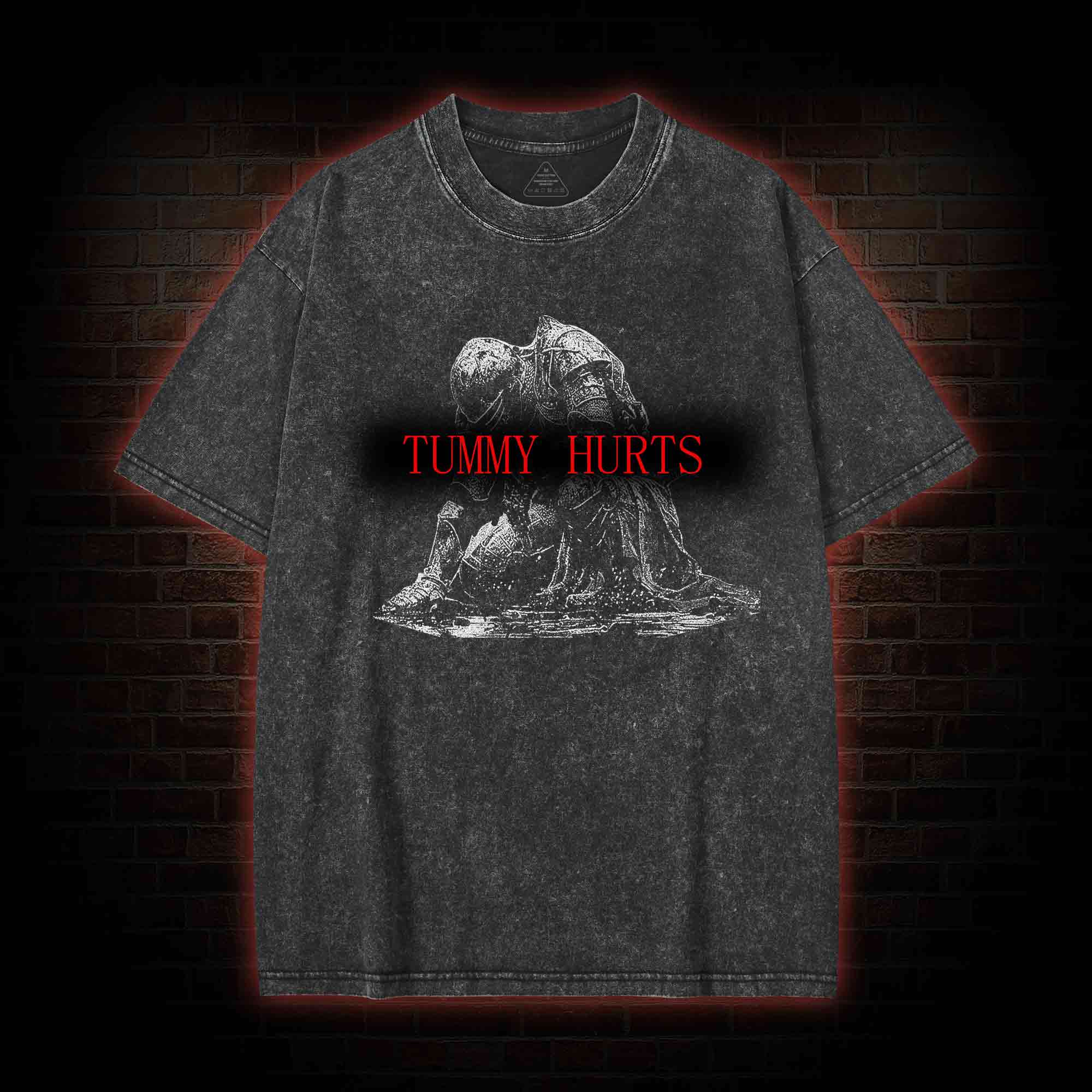 Retro Tummy Hurts Washed T-shirt