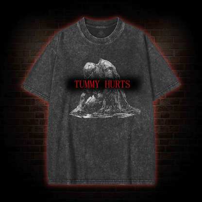 Retro Tummy Hurts Washed T-shirt