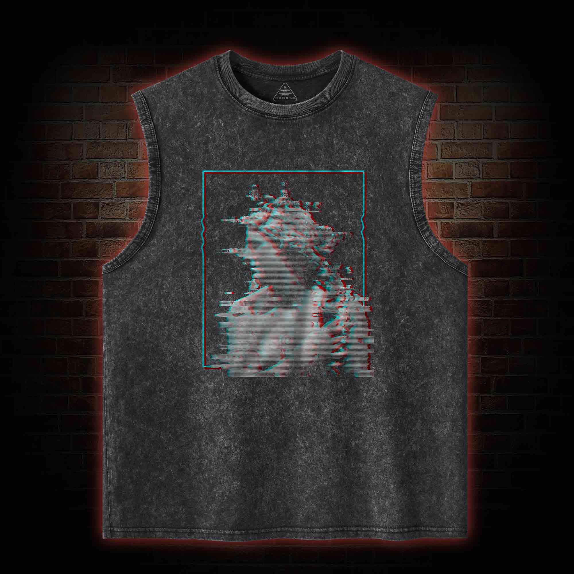 Vaporwave Glitch Washed Tank Top