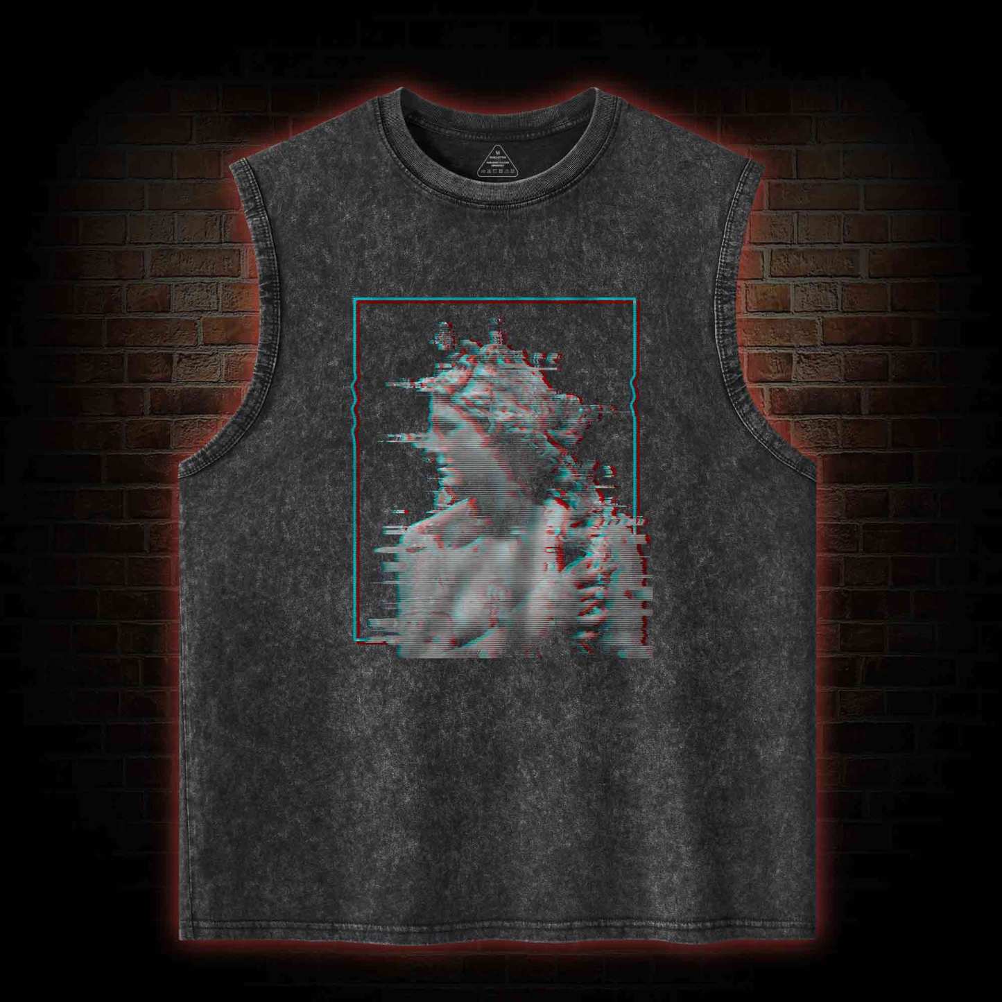 Vaporwave Glitch Washed Tank Top