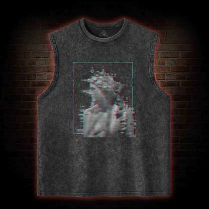 Vaporwave Glitch Washed Tank Top