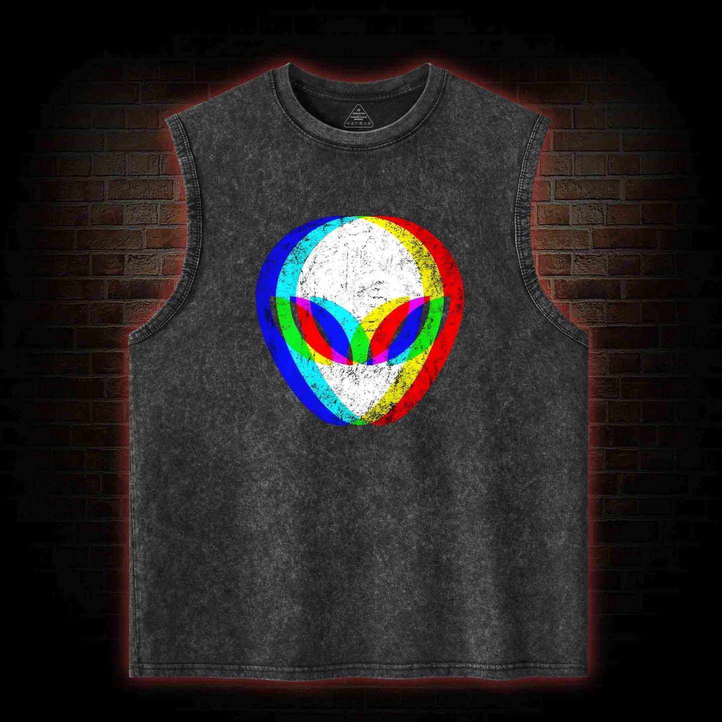 Alien Head Trippy Washed Tank Top
