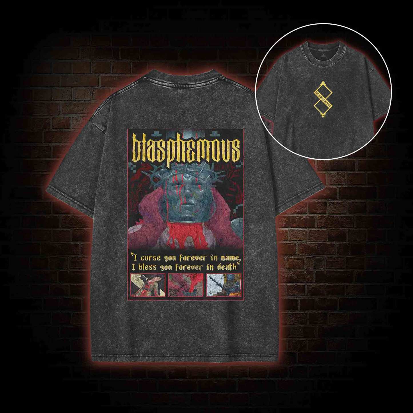 I Bless You Forever in Death Back Print Washed T-shirt