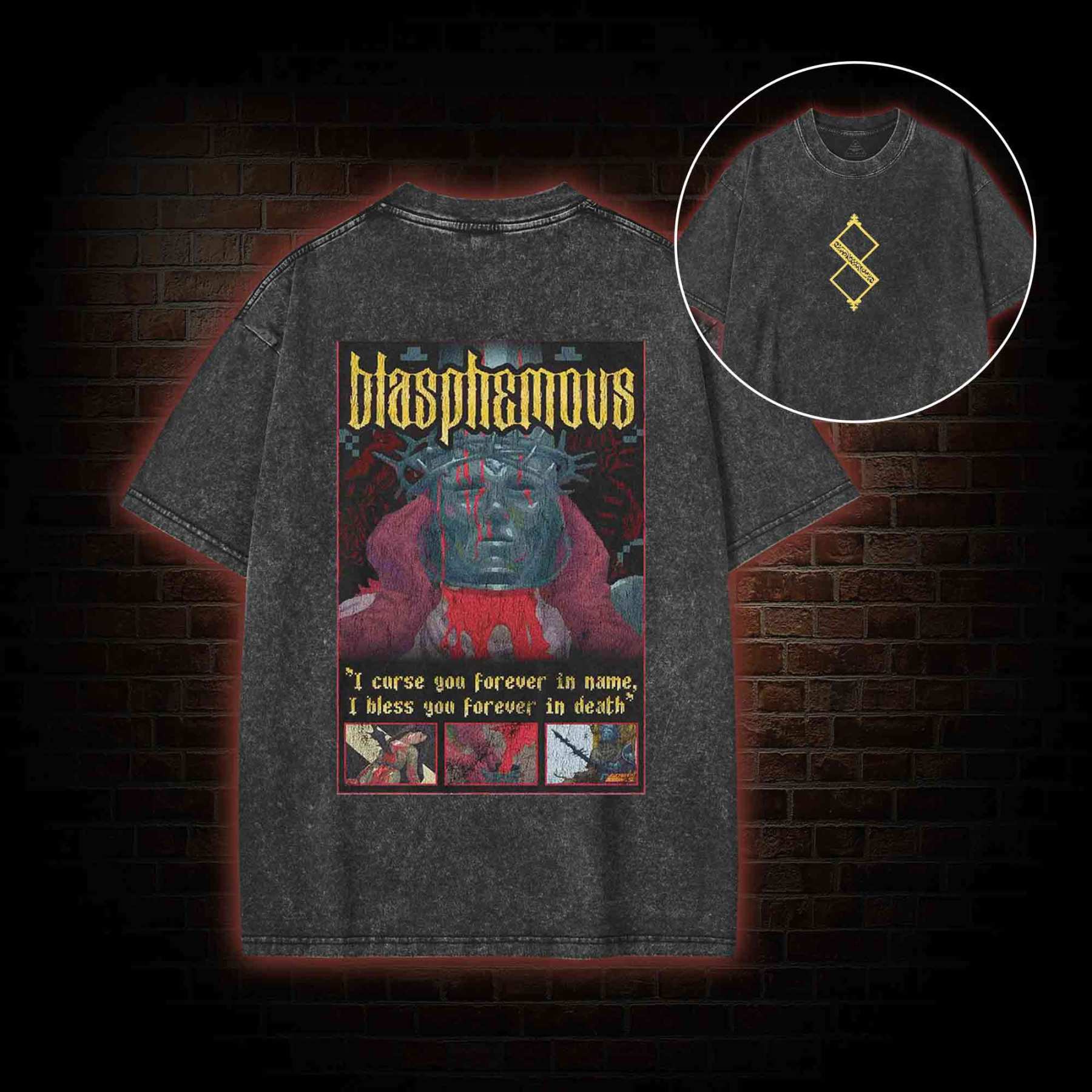 I Bless You Forever in Death Back Print Washed T-shirt