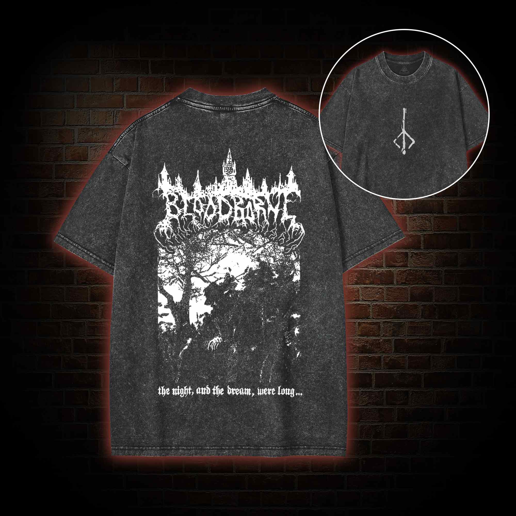 The Night and The Dream were Long Back Print Washed T-shirt