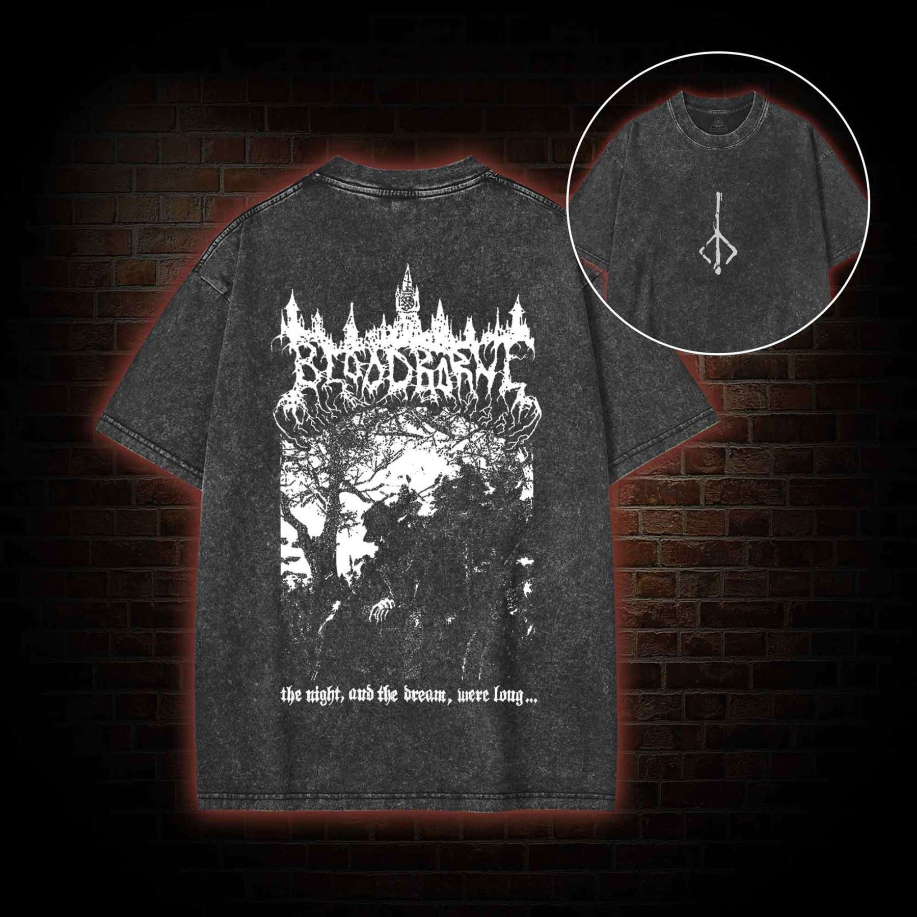 The Night and The Dream were Long Back Print Washed T-shirt