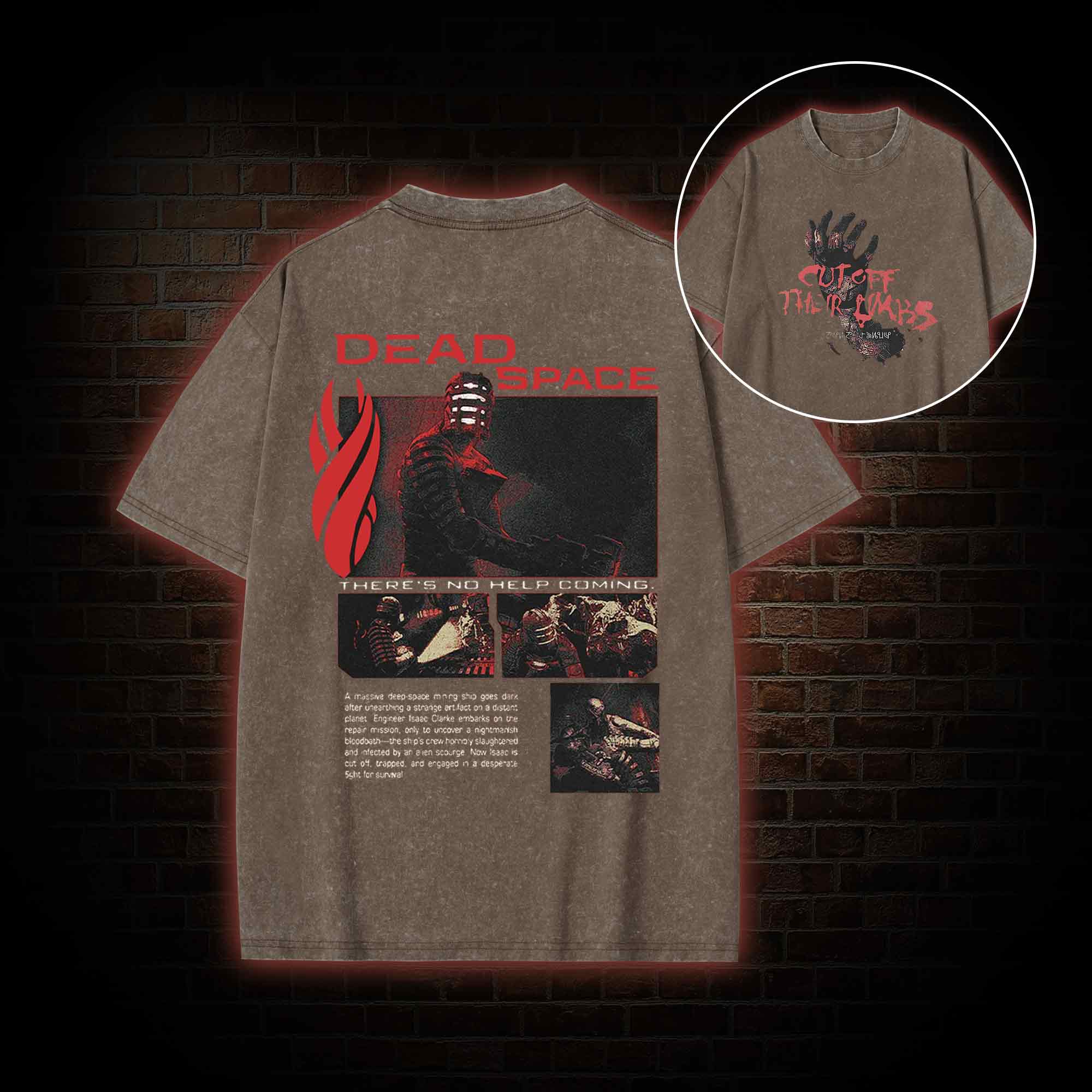 There's No Help Coming back print Washed T-shirt