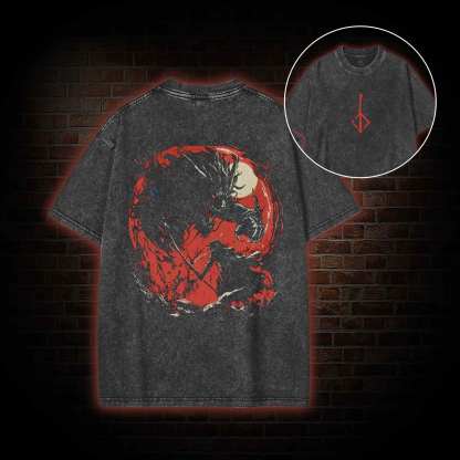 Blood Beast Back Print Washed T-shirt