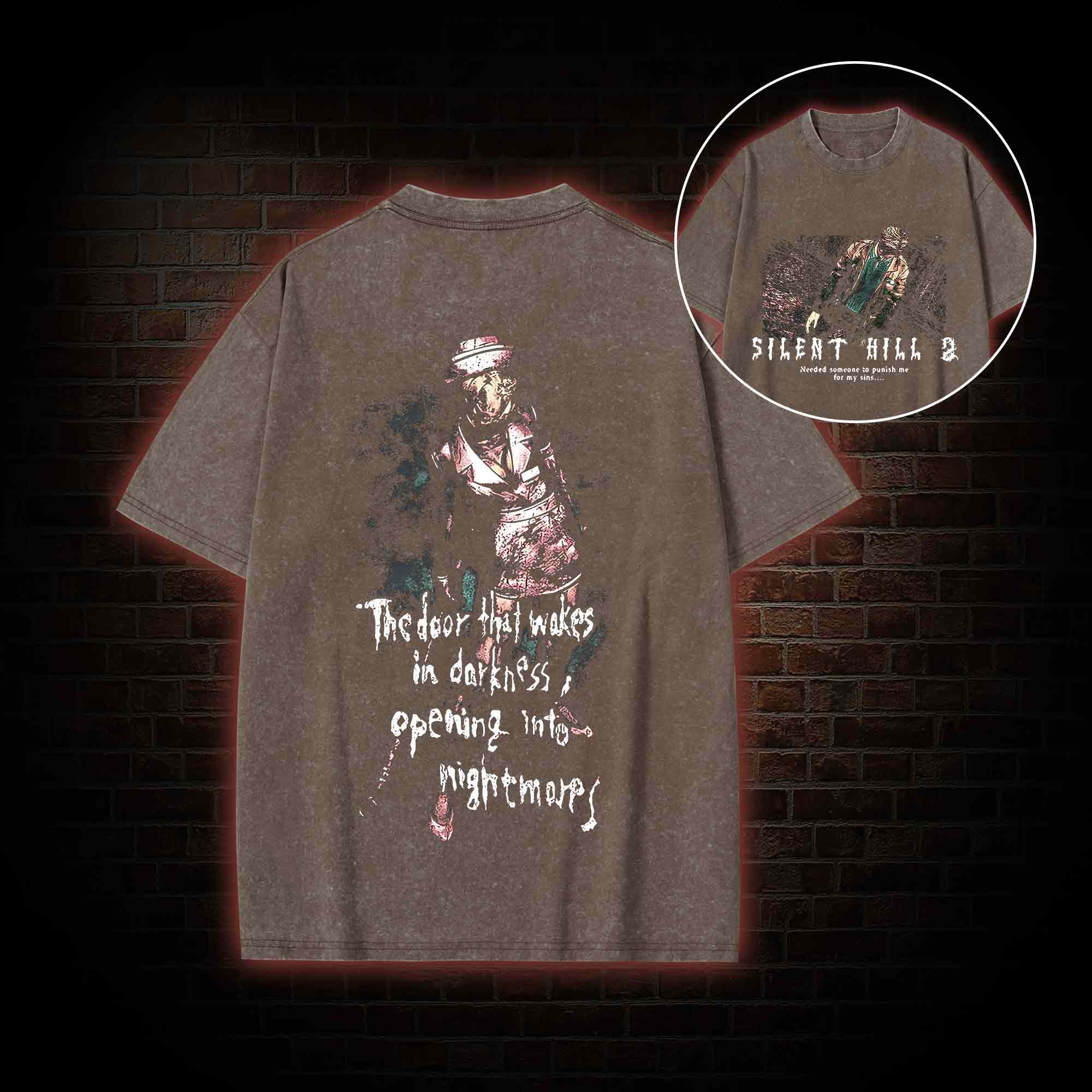 2459 back print Washed T-shirt