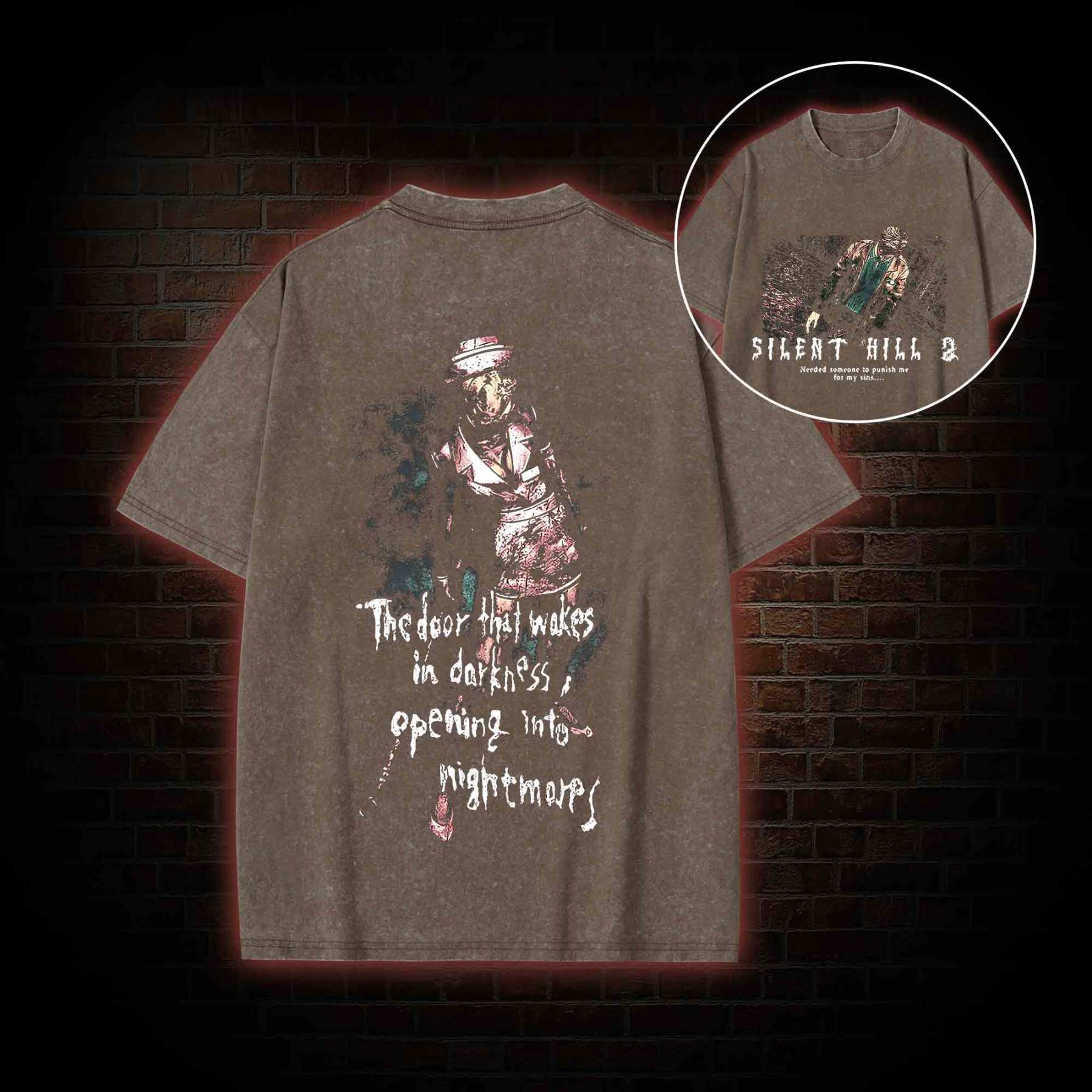 2459 back print Washed T-shirt