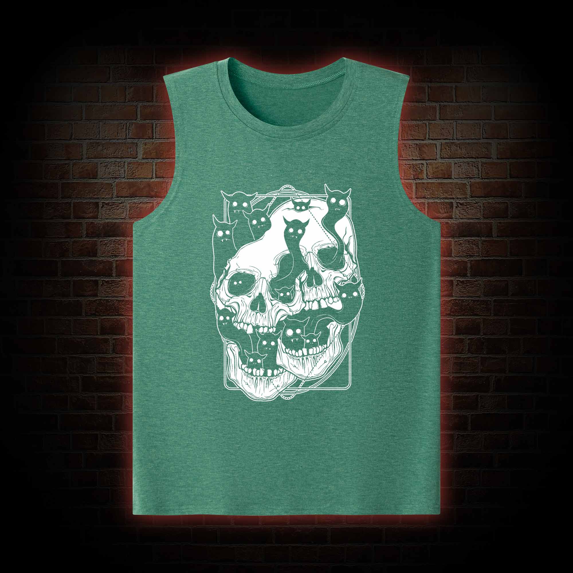Cat Ghost Double Skull Tank Top