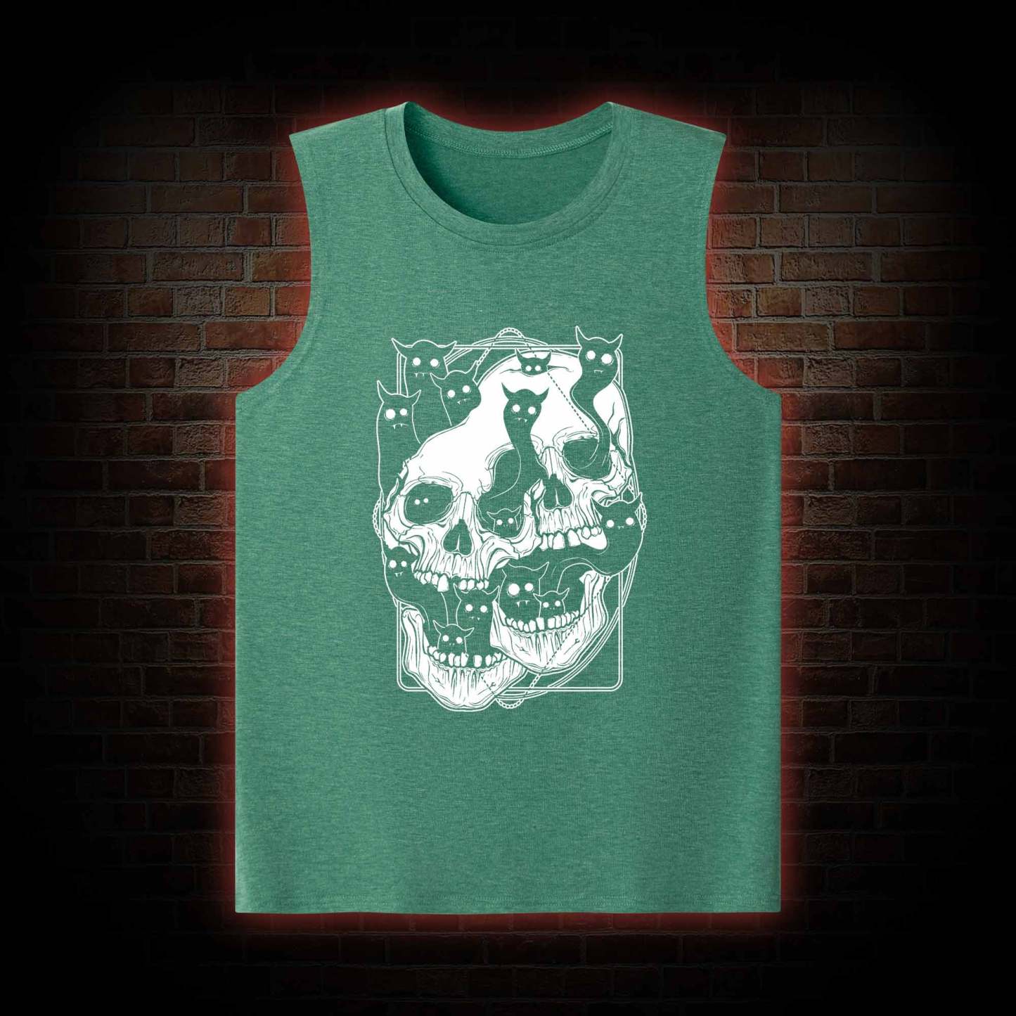 Cat Ghost Double Skull Tank Top