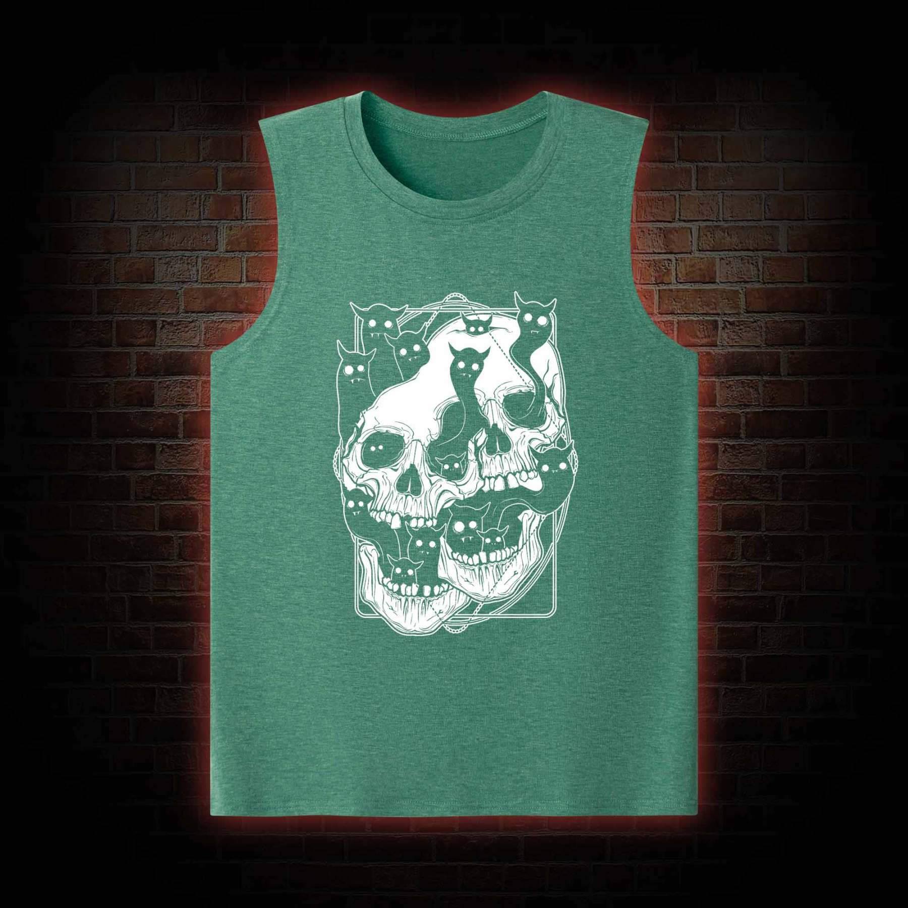 Cat Ghost Double Skull Tank Top