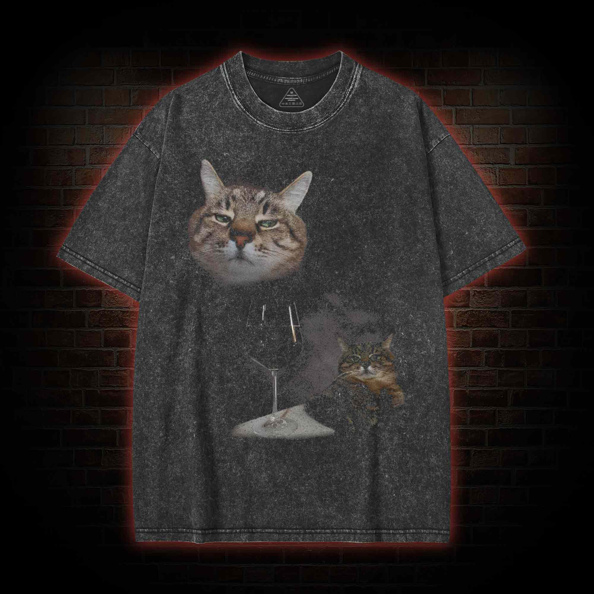 Wine Cat Washed T-shirt