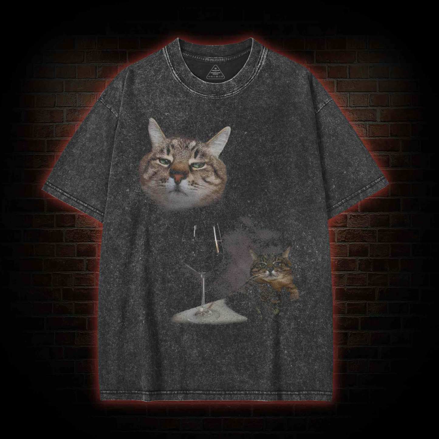 Wine Cat Washed T-shirt