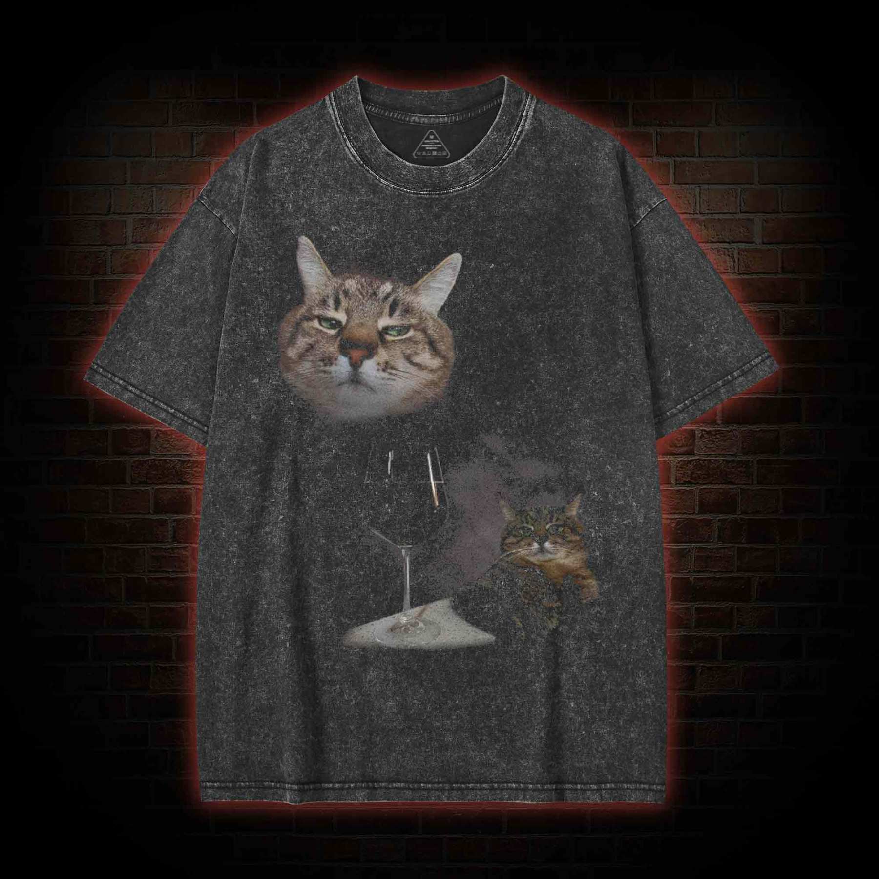 Wine Cat Washed T-shirt
