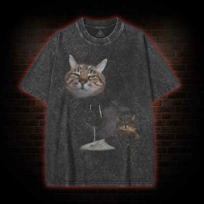 Wine Cat Washed T-shirt