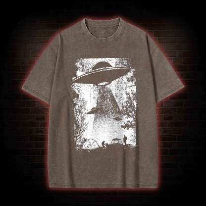 UFO Abduction Washed T-shirt