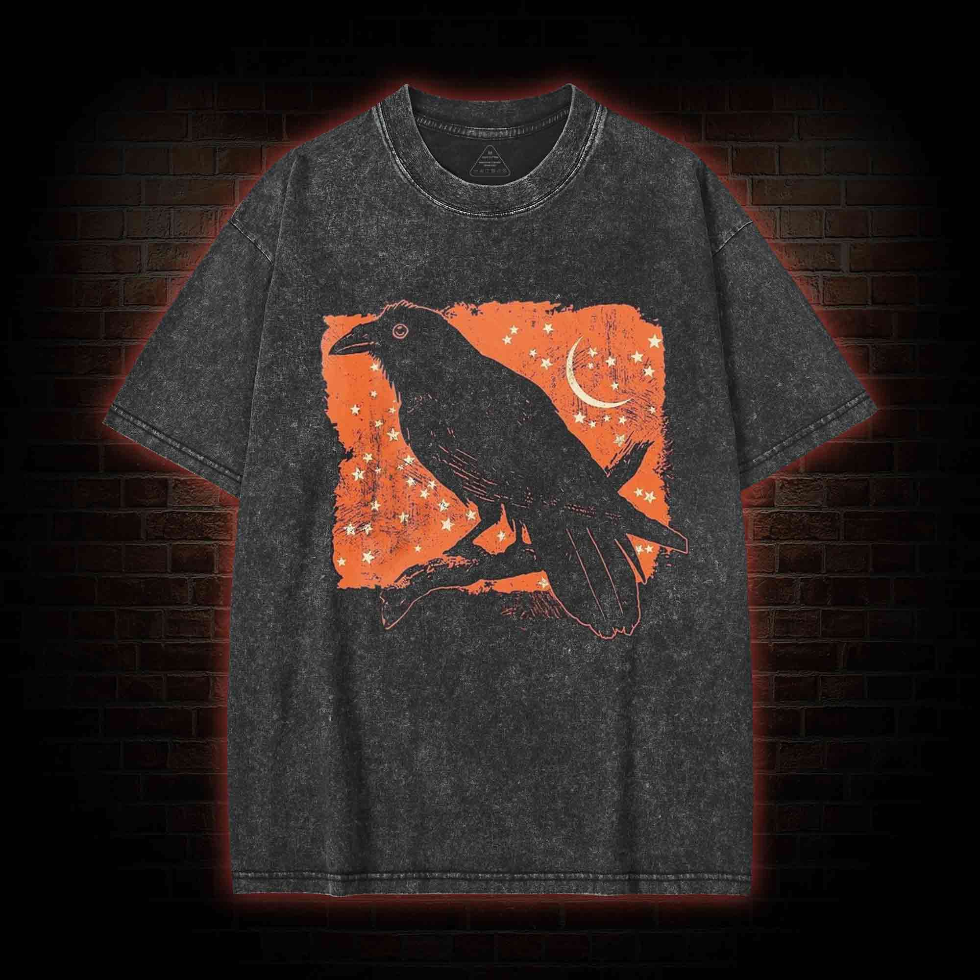 Crow On Branch Washed T-shirt