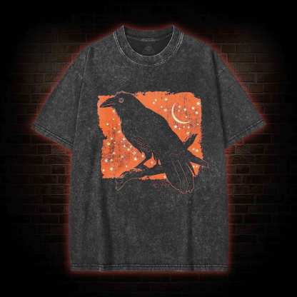 Crow On Branch Washed T-shirt
