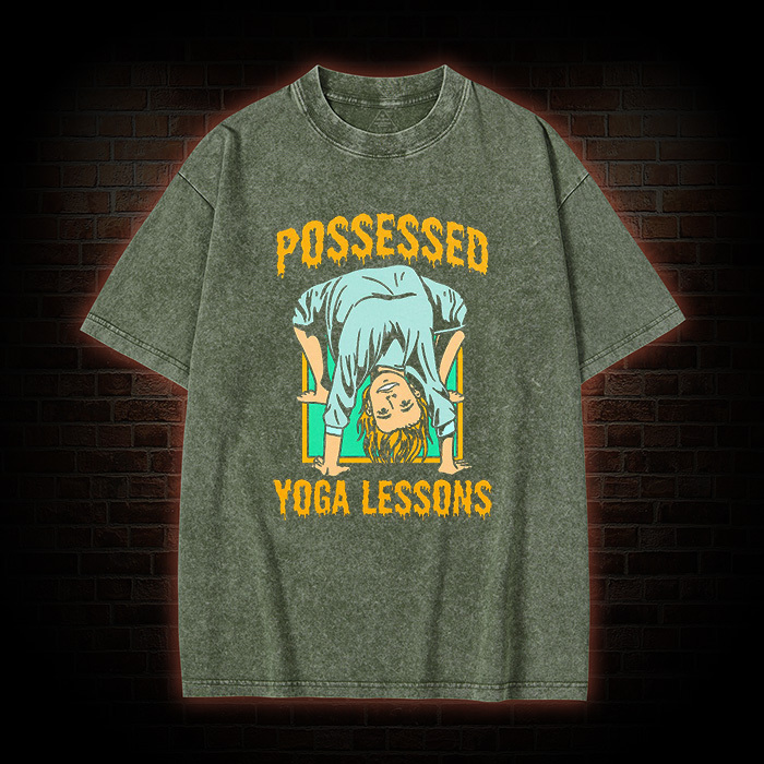 Possessed Yoga lessons Washed T-Shirt