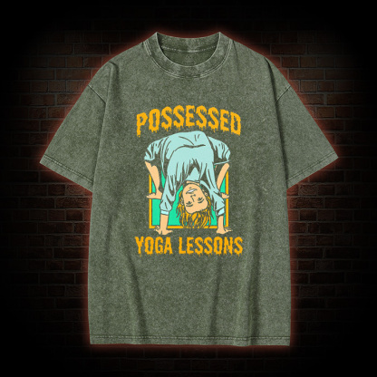 Possessed Yoga lessons Washed T-Shirt
