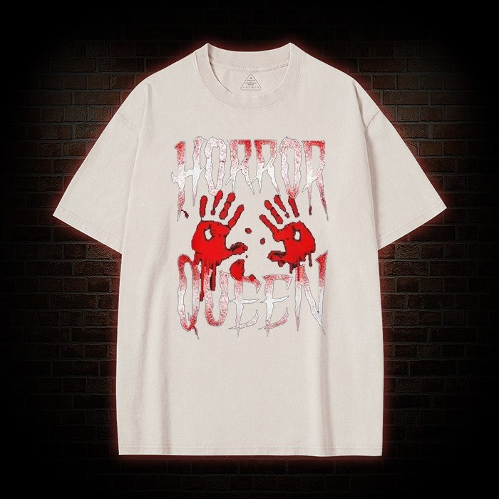 Horror Movie Blood Hand Queen Scary  Washed T-Shirt