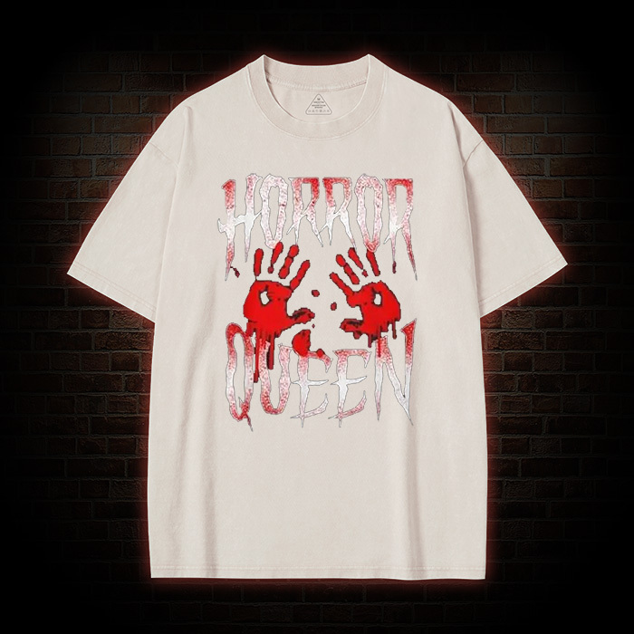 Horror Movie Blood Hand Queen Scary  Washed T-Shirt