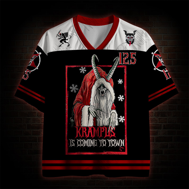 Krampus Is Coming To Town Dark Christmas Mesh Jersey