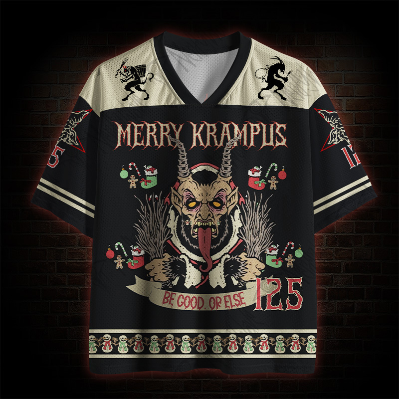 Be Good Or Else Krampus Christmas Mesh Jersey