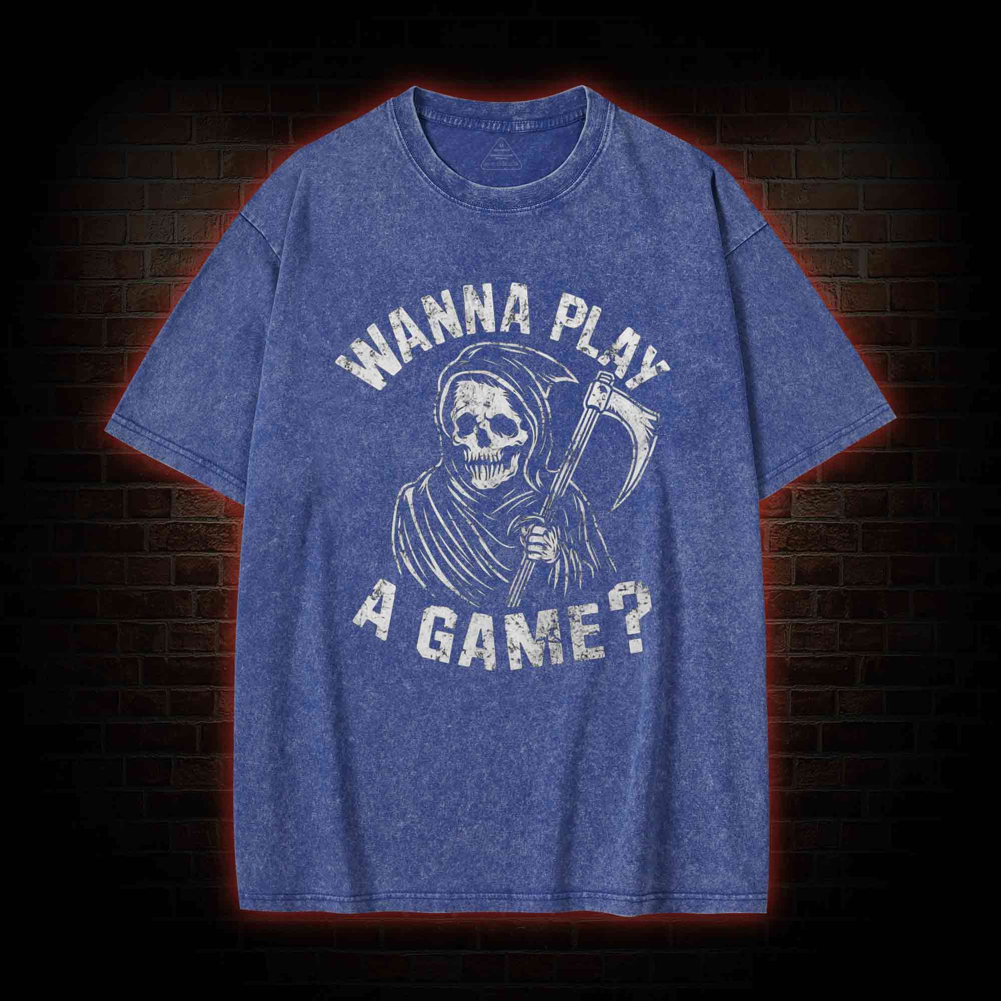 Wanna Play A Game Grim Reaper Washed T-shirt