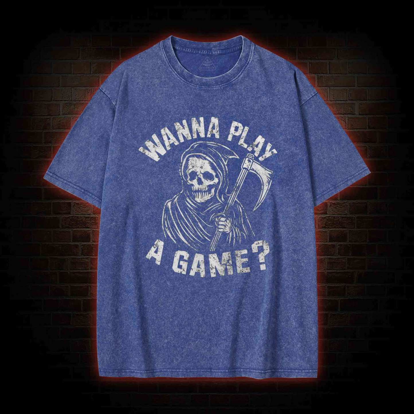 Wanna Play A Game Grim Reaper Washed T-shirt