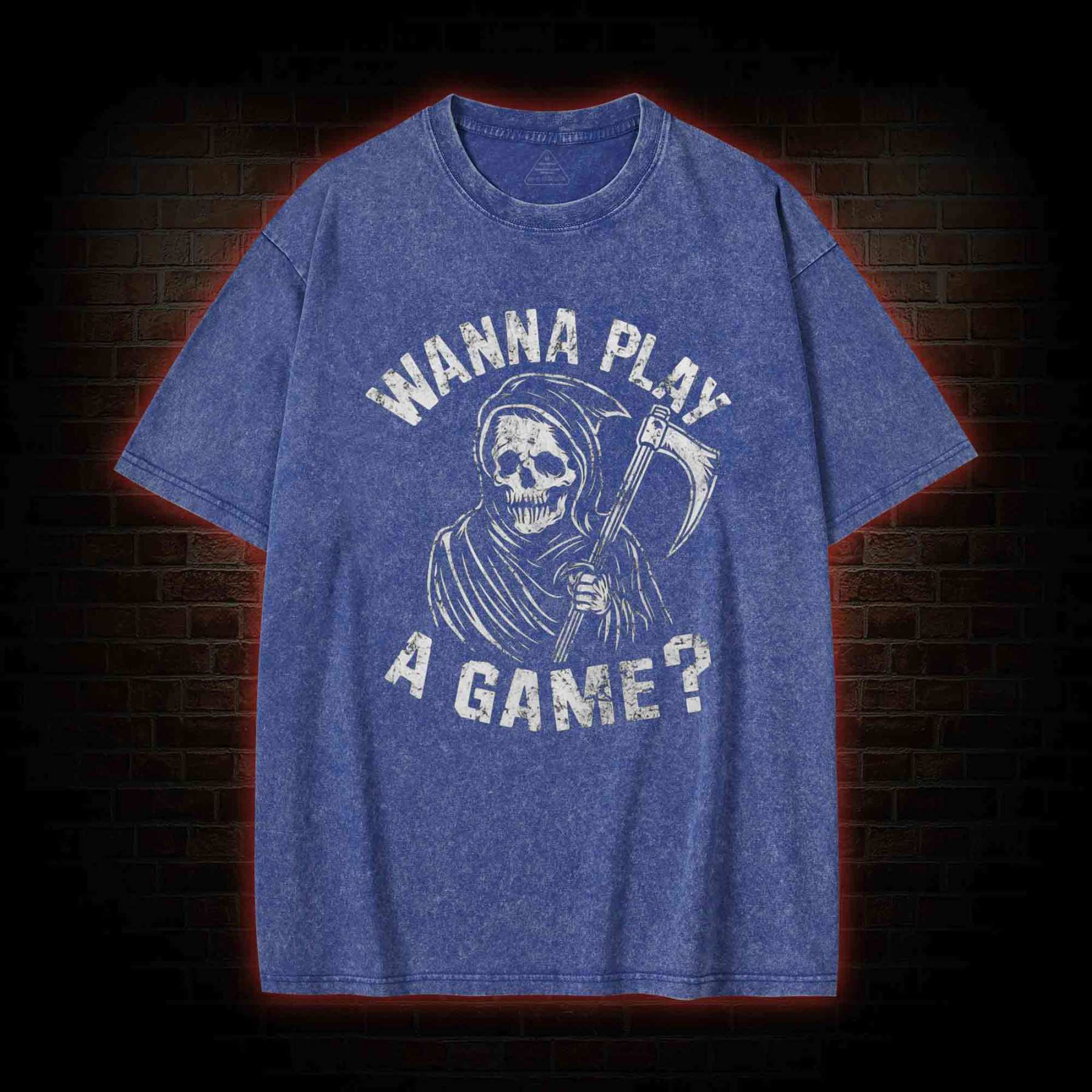 Wanna Play A Game Grim Reaper Washed T-shirt