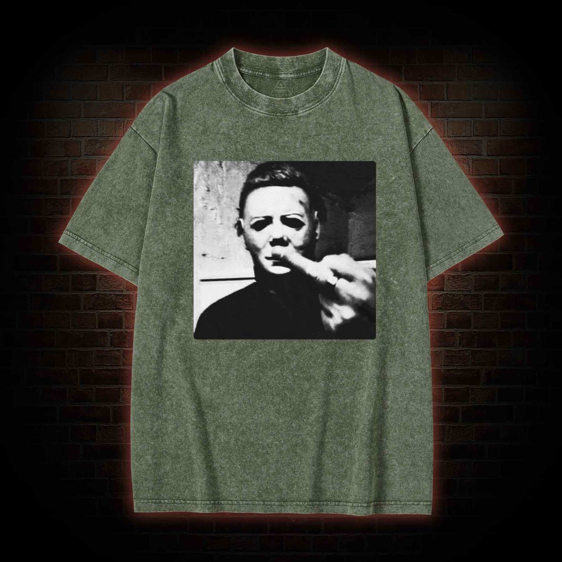 Horror Monster Middle Finger Washed T-shirt