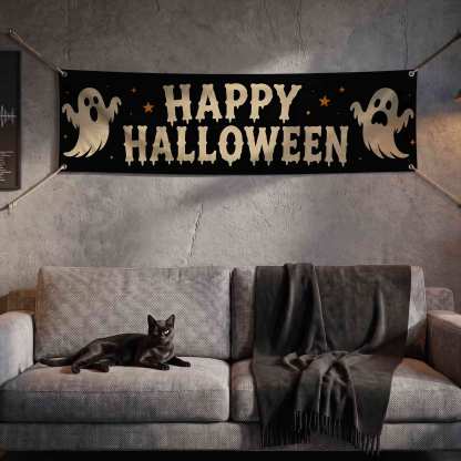 Ghost Happy Halloween Banner