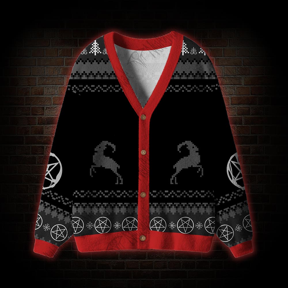 Merry Antichristmas Satan Claus Satanic Cardigan Sweater
