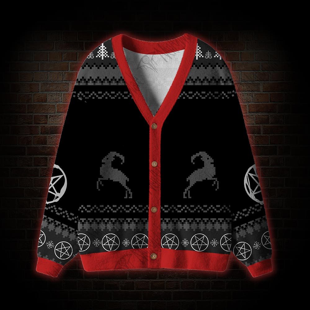 Merry Antichristmas Satan Claus Satanic Cardigan Sweater