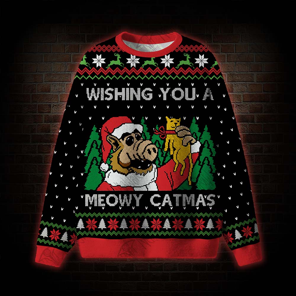 Wish You a Meowy Catmas Ugly Sweatshirts