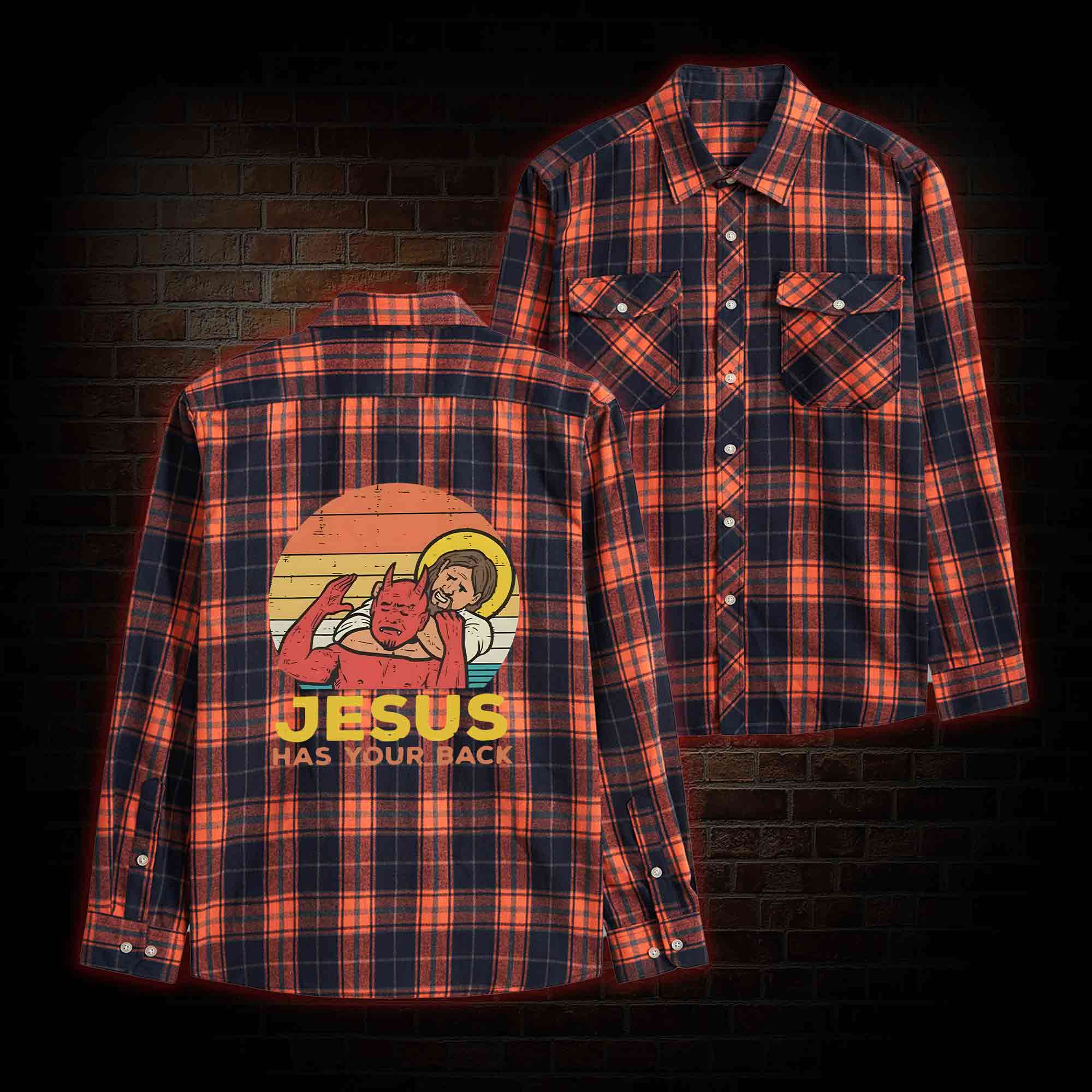 Jesus Has Your Back Unisex Flannel Shirt