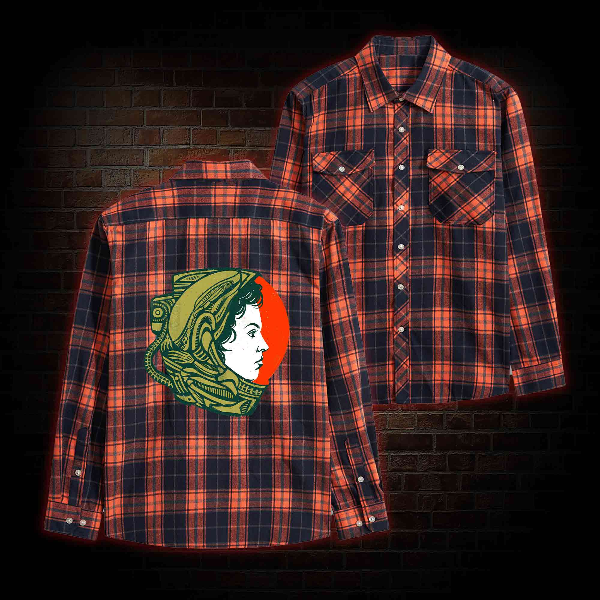 Retro Style Alien Unisex Flannel Shirt