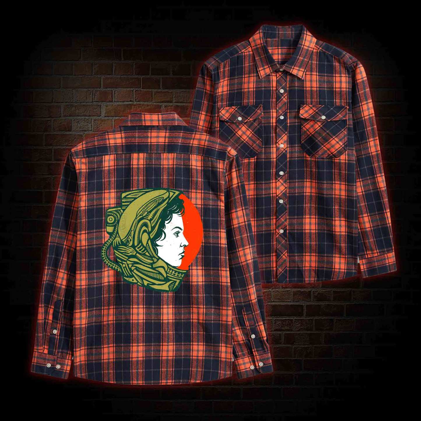 Retro Style Alien Unisex Flannel Shirt