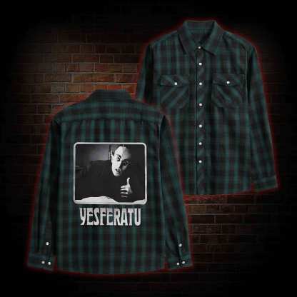 Yesferatu Funny Horror Retro Flannel Shirt