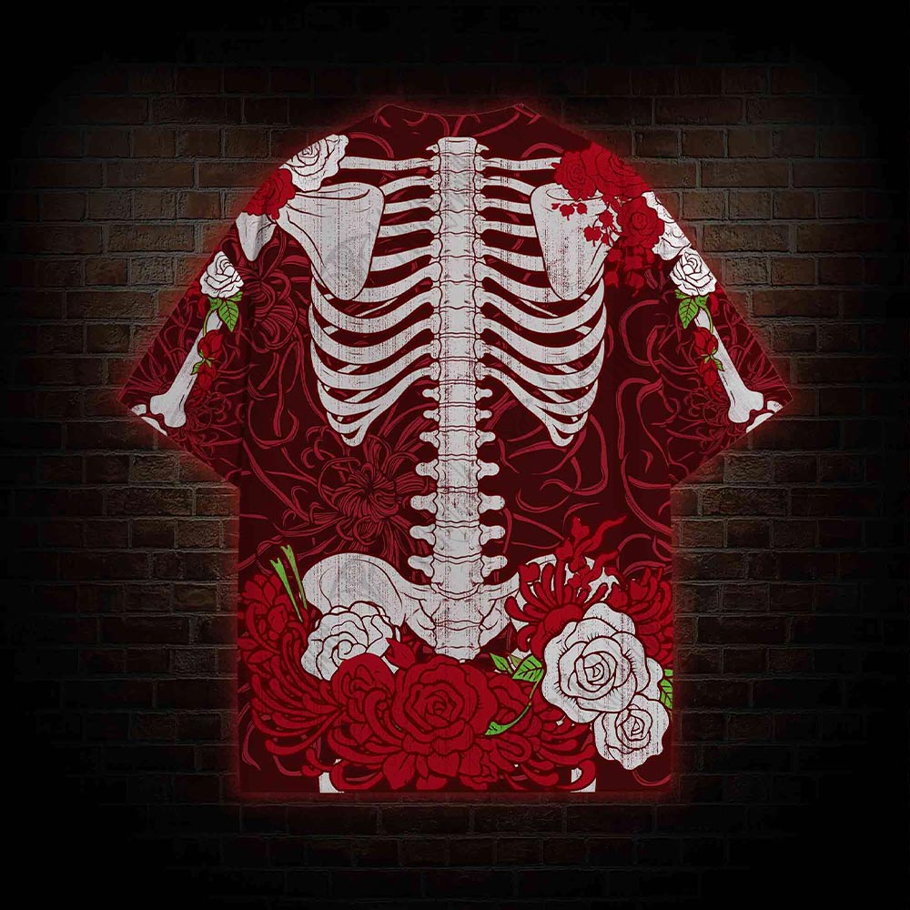 Skeleton&Flower All Over Print T-shirt