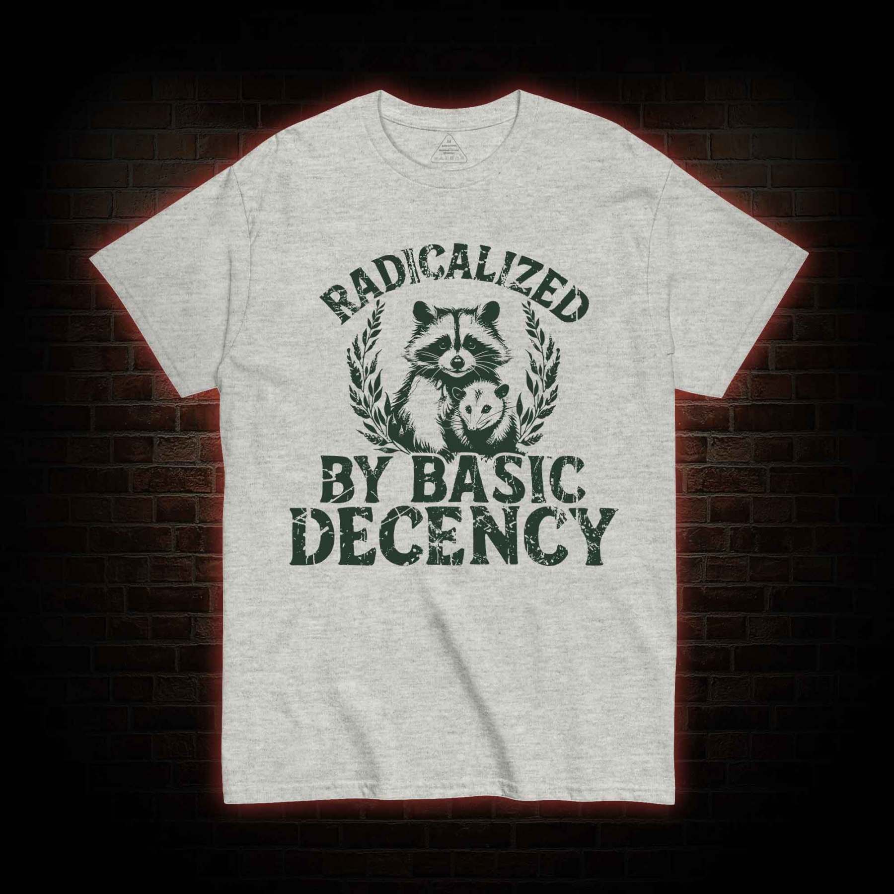 Radicalized by Basic Decency Raccoon T-shirt